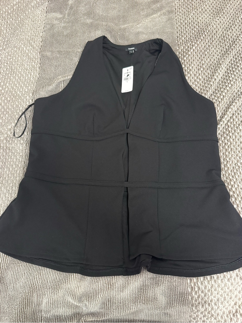 Express Black V-Neck Peplum Tank Top